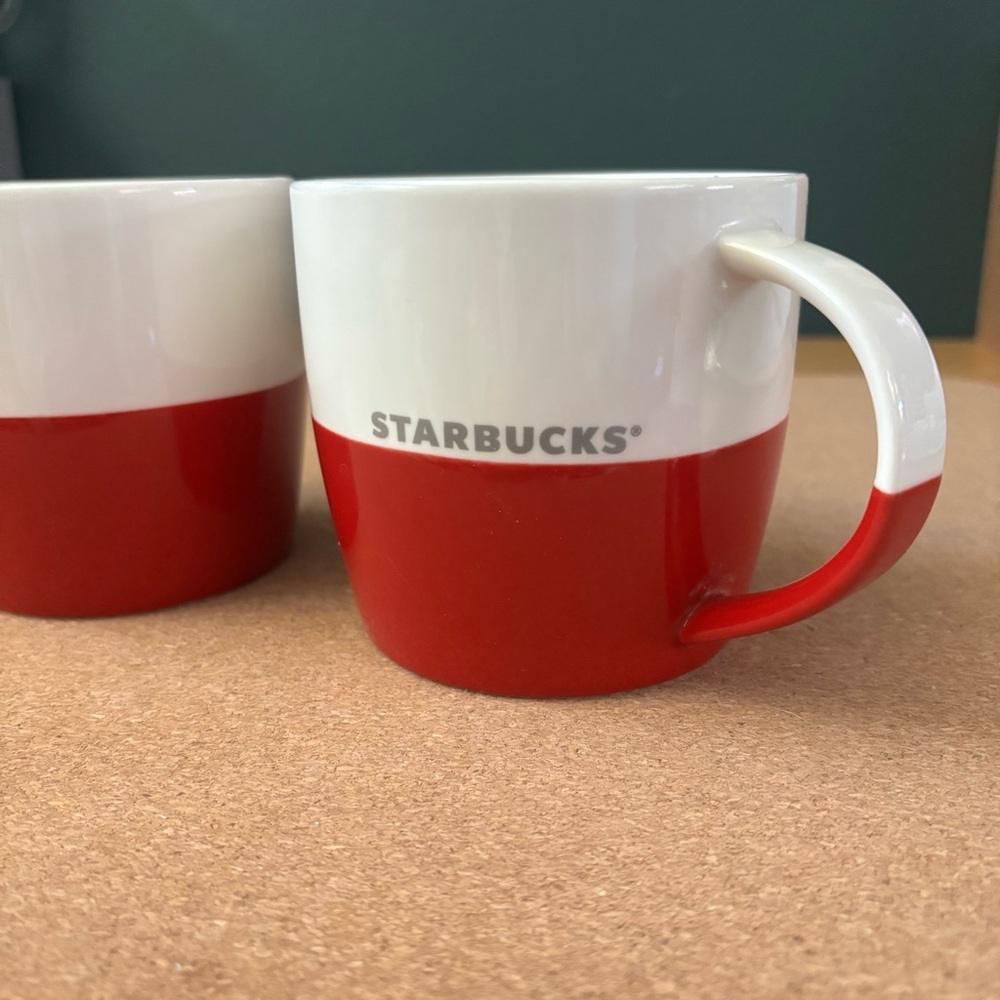 Starbucks Red and White Ceramic Mugs - Picture 7 of 8